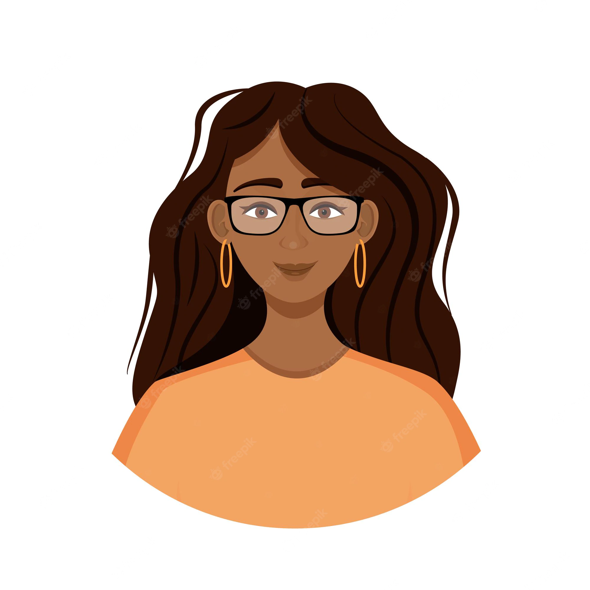 african-american-woman-avatar-with-glasses-portrait-young-girl-vector-illustration-face_217290-363